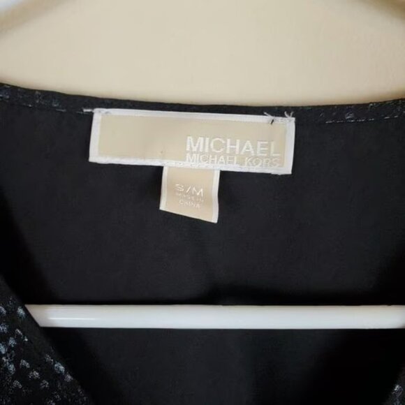 Michael Michael Kors Black Snake Print Flutter Blouse Size Small/Medium - Picture 5 of 7